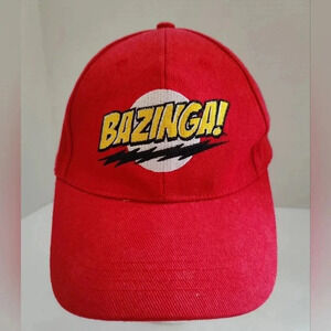 Big Bang Bazinga! Snapback Hat Cap, One Size Adjustable, Red